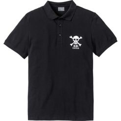 Shirt polo Slim Fit bonprix czarny. Czarne koszulki męskie bonprix, s, z nadrukiem, bez rękawów. Za 34,99 zł.