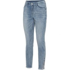 Dżinsy SKINNY z aplikacją z perełek bonprix niebieski "bleached”. Niebieskie jeansy damskie bonprix. Za 149,99 zł.