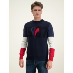 Sweter Rossignol Knit RLIMO32. Niebieskie swetry męskie Rossignol, m, bez wzorów, z wełny, klasyczne, z klasycznym kołnierzykiem, bez kaptura. W wyprzedaży za 589,00 zł.