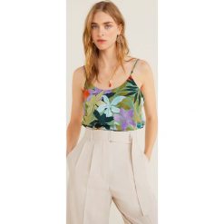 Mango - Top Hawai. Zielone bluzki damskie Mango, s, bez wzorów, z poliesteru, z okrągłym kołnierzem. Za 89,90 zł.