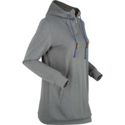 Długa bluza dresowa, długi rękaw bonprix dymny szary melanż. Szare bluzy damskie bonprix, z dresówki, bez kaptura. Za 49,99 zł.