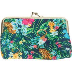 Portfele damskie: Portfel „Tropical” w kolorze zielonym ze wzorem – 14 x 10 x 1,5 cm