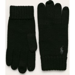 Polo Ralph Lauren - Rękawiczki. Czarne rękawiczki męskie Polo Ralph Lauren, bez wzorów, z wełny. W wyprzedaży za 99,90 zł.
