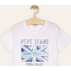 Pepe Jeans - T-shirt dziecięcy Anton 128-180 cm. Niebieskie t-shirty chłopięce Pepe Jeans, z nadrukiem, z bawełny, bez rękawów. W wyprzedaży za 99,90 zł.