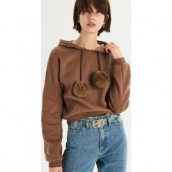 Bluza z detalem - Brązowy. Brązowe bluzy damskie marki Sinsay, l. Za 59,99 zł.