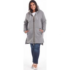 Płaszcz dresowy z lampasami Helena w kolorze szarym XXL. Szare płaszcze damskie Moda Size Plus Iwanek, na wiosnę, s, z aplikacjami, z elastanu. Za 199,90 zł.