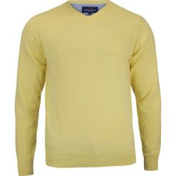 Żołty Sweter Męski w Serek - 100% BAWEŁNA - Adriano Guinari SWADGSS17PINEAPPLE. Żółte swetry męskie Adriano Guinari, m, bez wzorów, z bawełny, klasyczne, z dekoltem w serek, bez kaptura. Za 99,00 zł.