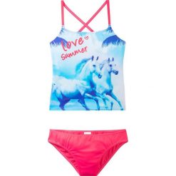 Tankini dziewczęce (2 części) bonprix różowy hibiskus z nadrukiem. Różowe stroje kąpielowe dziewczęce bonprix, z nadrukiem. Za 54,99 zł.