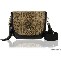 TOREBKA PURO SASZKA 2427 PYTHON BROWN AND BLACK. Brązowe torebki klasyczne damskie Pakamera, bez wzorów, na ramię, bez dodatków. Za 250,00 zł.