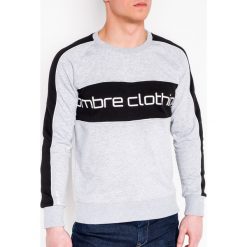 Bluza męska bez kaptura z nadrukiem B922 - szara. Szare bluzy męskie Ombre Clothing, s, z nadrukiem, z bawełny, z kapturem, bez rękawów, bez kaptura. Za 39,00 zł.