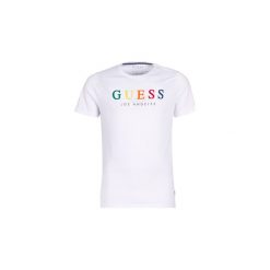 T-shirty z krótkim rękawem Guess COLORFUL G. Białe t-shirty męskie Guess, xl, z aplikacjami, bez kołnierzyka, krótkie. Za 159,00 zł.