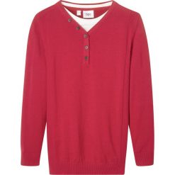 Sweter w optyce 2 w 1 bonprix ciemnoczerwony. Czerwone swetry chłopięce bonprix, bez wzorów, bez kołnierzyka. Za 49,99 zł.