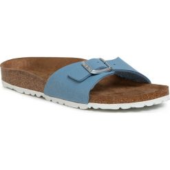 Klapki BIRKENSTOCK - Madrid Bs 1018157 Brushed Dove. Niebieskie klapki damskie Birkenstock, bez wzorów, ze skóry ekologicznej, bez obcasa. Za 249,00 zł.