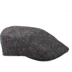 Kaszkiet Grafitowy Stone. Szare czapki męskie marki LANCERTO, w kratkę, z wełny, eleganckie. Za 199,90 zł.