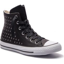 Trampki CONVERSE - Ctas Hi 561682C Black/Black/Silver. Czarne półbuty damskie Converse, z aplikacjami, ze skóry, na płaskiej podeszwie. W wyprzedaży za 239,00 zł.