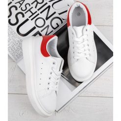 Buty sportowe damskie N/M A5 Biało-Czerwone. Czerwone buty sportowe damskie N/M, bez wzorów, z tkaniny, eleganckie. Za 89,00 zł.