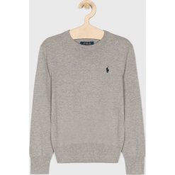 Polo Ralph Lauren - Sweter dziecięcy 134-176 cm. Szare swetry chłopięce Polo Ralph Lauren, bez wzorów, z bawełny, z okrągłym kołnierzem. W wyprzedaży za 299,90 zł.