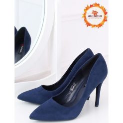 Czółenka na szpilce zamszowe granatowe GG-70 DK.BLUE. Niebieskie czółenka damskie z zamszu. Za 90,66 zł.