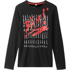 Shirt chłopięcy z długim rękawem i nadrukiem bonprix czarny z nadrukiem. Czarne t-shirty chłopięce bonprix, z nadrukiem, z długim rękawem. Za 29,99 zł.