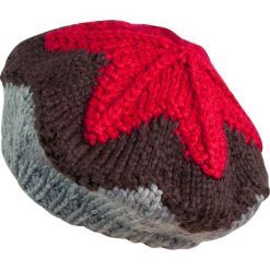 Czapka-beret damska ciepła z gwiazdką szaro czerwona. Szare czapki damskie marki Art of Polo. Za 49,91 zł.
