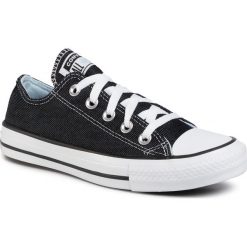Trampki CONVERSE - Ctas Ox 167871C Black/Agate Blue/W. Czarne półbuty damskie Converse, bez wzorów, z materiału, bez obcasa, bez zapięcia. W wyprzedaży za 219,00 zł.