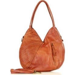 MARCO MAZZINI Torebka skórzana shoulder old pelle lavata camel. Brązowe torebki klasyczne damskie MAZZINI, w paski, ze skóry, na ramię, bez dodatków. Za 489,00 zł.