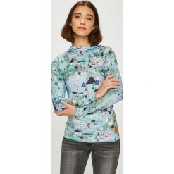 Femi Stories - Bluzka Pisco. Niebieskie bluzki damskie marki Femi Stories, s, bez wzorów, z elastanu, casualowe, z golfem, bez rękawów. W wyprzedaży za 139,90 zł.