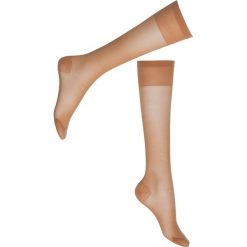 Cienkie podkolanówki podtrzymujące (2 pary) bonprix cielisty. Brązowe podkolanówki marki bonprix. Za 25,98 zł.