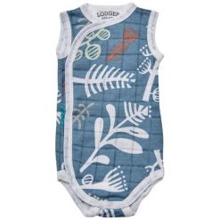 Lodger Body Dziecięce Romper Fold Over Botanimal Ocean 56 Niebieski. Niebieskie body niemowlęce Lodger, na lato, bez wzorów, z bawełny, bez rękawów. Za 59,00 zł.