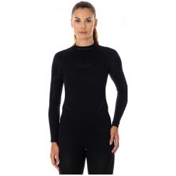 BLUZA BRUBECK THERMO LS13100-CZARNY. Czarne koszulki damskie termoaktywne marki Brubeck, na co dzień, na zimę, bez wzorów, z elastanu, bez kołnierzyka, z długim rękawem. Za 129,99 zł.