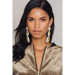 Kolczyki damskie: NA-KD Accessories Potrójne, duże kolczyki wysadzane kryształami – Multicolor,Yellow,Silver