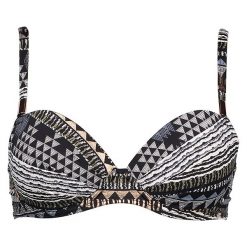 Stroje dwuczęściowe damskie: Biustonosz bikini w kolorze czarnym ze wzorem