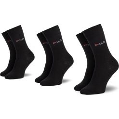 Zestaw 3 par wysokich skarpet unisex FILA - Calze F9630 Black 200. Czarne skarpetki damskie Fila, bez wzorów, z elastanu. Za 39,99 zł.