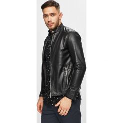 Premium by Jack&Jones - Kurtka skórzana. Czarne płaszcze męskie Premium by Jack&Jones, xxl, bez wzorów, z bawełny, krótkie, bez kaptura. Za 859,90 zł.