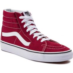 Sneakersy VANS - Sk8-Hi VN0A38GEVG41 Rumba Red/True White. Czerwone półbuty damskie Vans, bez wzorów, ze skóry, bez obcasa, na płaskiej podeszwie, bez zapięcia. W wyprzedaży za 289,00 zł.