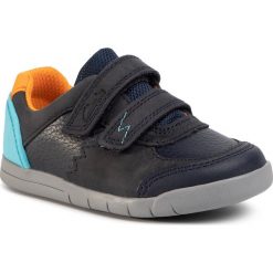 Sneakersy CLARKS - Rex Quest T 261490267 Navy Combi. Niebieskie trampki chłopięce Clarks, bez wzorów, ze skóry ekologicznej, na rzepy. Za 219,00 zł.