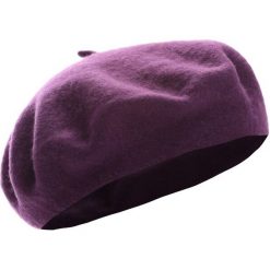 Ciemnofioletowy Beret Symone. Fioletowe berety damskie Multu, bez wzorów. Za 14,99 zł.