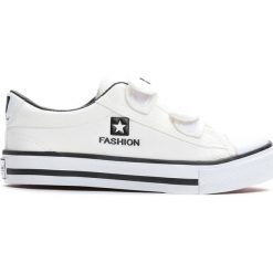 Białe Trampki Dime. Białe buty dziewczęce sportowe marki Born2be, z materiału, z okrągłym noskiem. Za 29,99 zł.