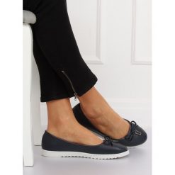 Balerinki damskie granatowe YSD-04 NAVY. Niebieskie baleriny damskie obuwie damskie, bez wzorów, ze skóry ekologicznej, sportowe, bez obcasa. Za 54,51 zł.