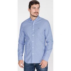 Armani Exchange Koszula Niebieski. Niebieskie koszule męskie Armani Exchange, xl, w paski, z bawełny, bez kołnierzyka, z długim rękawem. Za 447,95 zł.