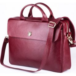 Skórzana torba na laptopa FL16 Sorrento burgundowa. Czerwone torebki worki damskie Tagless, bez wzorów, z bawełny, eleganckie. Za 439,73 zł.