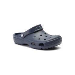 CROCS 204151-410M. Niebieskie klapki damskie Crocs, bez wzorów, z tworzywa sztucznego, bez obcasa. Za 109,99 zł.