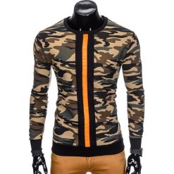 BLUZA MĘSKA BEZ KAPTURA B808 - ZIELONA. Zielone bluzy męskie rozpinane marki Ombre Clothing, m, z bawełny, bez kaptura. Za 49,00 zł.