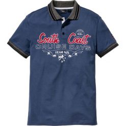 Shirt polo z efektownym zdobieniem bonprix niebieski dżins. Niebieskie koszulki polo męskie bonprix, s, z nadrukiem, polo, bez rękawów. Za 64,99 zł.