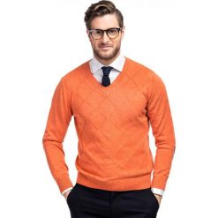 Sweter FRANCO 35-11. Brązowe swetry klasyczne męskie Giacomo Conti, m, z bawełny, z klasycznym kołnierzykiem. Za 99,00 zł.