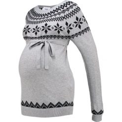 Swetry klasyczne damskie: MAMALICIOUS MLNEW INTARSIA Sweter light grey melange
