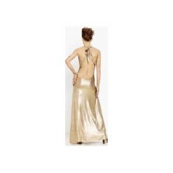 SUKIENKA BEZ PLECÓW COSMO. Żółte sukienki damskie Agi jensen design, na plażę, s, bez wzorów, z satyny, eleganckie, bez kołnierzyka, bez rękawów. Za 450,00 zł.
