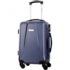 Walizka w kolorze granatowym - 34 l. Niebieskie walizki Travel One, z materiału. W wyprzedaży za 179,95 zł.