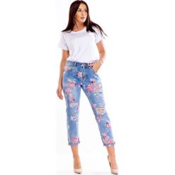 Jeansy w a'la malowany wzór z przetarciami. Jeansy damskie Made in Poland, s. Za 189,00 zł.