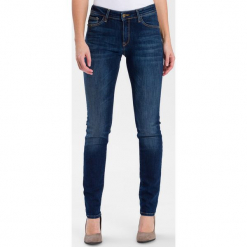 Dżinsy "Anya" - Slim fit - w kolorze granatowym. Niebieskie spodnie z wysokim stanem marki Cross Jeans, z aplikacjami. W wyprzedaży za 136,95 zł.